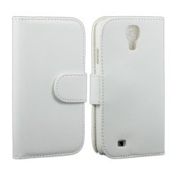 Samsung Galaxy S4 Simple Flip Leather Wallet Case with Stand (White)